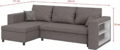 Selsey Ecksofa MERIEN - Schlafcouch In Dunkelgrau Mit Ottomane, Bettkasten Und Integriertem Regal, 230 Cm Breit -VIDAXL || HOMCOM Verkäufe 7f2348e16a27be6c5c428fd5326ecb68