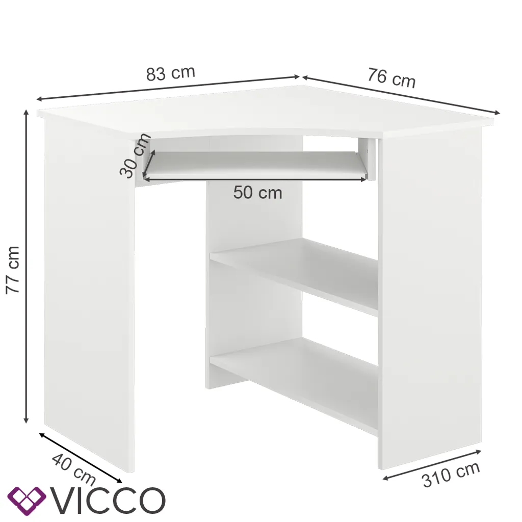 Vicco Eckschreibtisch Odin Weiß 83 X 77 X 76 Cm Holzwerkstoff 3 Vicco Eckschreibtisch Odin Weiß 83 X 77 X 76 Cm Holzwerkstoff – Bild 3