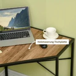 HOMCOM Eckschreibtisch, Platzsparender Arbeitstisch, Schreibtisch Mit Anti-Rutsch-Matt, Computertisch Im Industriedesign, Metall, Braun, 80 X 80 X 77,5 Cm -VIDAXL || HOMCOM Verkäufe 7fecf25d528400b64d0d1b013abb3a66