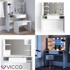 VICCO Schminktisch DAENERYS Weiß Frisiertisch Frisierkommode Spiegel Kommode -VIDAXL || HOMCOM Verkäufe 80cdf3b60fc565af6fa71b47d8e5789f