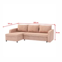 Selsey Ecksofa SOBEWS - Schlafsofa In Hellrosa Mit Bettkasten, Losen Rückenkissen, 230 Cm Breit -VIDAXL || HOMCOM Verkäufe 80fd2fe3f02e881552bfbcda6a1ff5e0