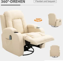 HOMCOM Massagesessel Fernsehsessel Relaxsessel TV Sessel Wärmefunktion Wippenfunktion Mit Fernbedienung Liegefunktion Cremeweiß 85 X 94 X 104 Cm -VIDAXL || HOMCOM Verkäufe 82c32a5522e542f44a116b1facdcd143