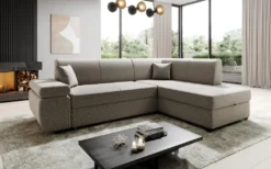 FURNIX Schlaf-Ecksofa FEBRICO In L-Form Polstercouch Mit Bettkasten SD30 Cappuccino