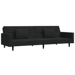VidaXL Schlafsofa 2-Sitzer Mit 2 Kissen Schwarz Samt