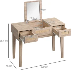 HOMCOM Schminktisch Rattan Design Frisiertisch Mit 2 Schubladen Und Spiegel Schreibtisch Kosmetiktisch Für Schlafzimmer Spanplatte Naturholz 100 X 46 X 78,5 Cm -VIDAXL || HOMCOM Verkäufe 83e18dea061077068e003ba047dca195