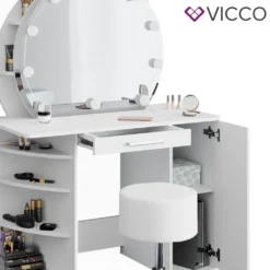 Vicco Schminktisch + Hocker + LED Almina Weiß 100 X 143 X 50 Cm Holzwerkstoff -VIDAXL || HOMCOM Verkäufe 855419719316f16763c888aa02d16370