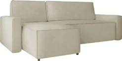 Mirjan24 Ecksofa Madryt, L-Form Couch Mit Bettkasten Und Schlaffunktion, Eckcouch Mit Bettfunktion (Farbe: Manila 02, Seite: Links)