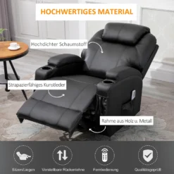 HOMCOM Massagesessel Relaxsessel Fernsehsessel Massagefunktion Liegefunktion Kunstleder Holz Metall Schaumstoff Schwarz 82 X 97 X 110 Cm 13 HOMCOM Massagesessel Relaxsessel Fernsehsessel Massagefunktion Liegefunktion Kunstleder Holz Metall Schaumstoff Schwarz 82 X 97 X 110 Cm -VIDAXL || HOMCOM Verkäufe 869df1dd50e43ead063bc6a86bfce0c5