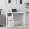 VIDAXL Schreibtisch Mit Schubladen Weiß 102x50x76 Cm Holzwerkstoff
