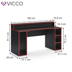 Vicco Computertisch Roni Schwarz 160 X 91,1 X 65 Cm Holzwerkstoff -VIDAXL || HOMCOM Verkäufe 881134c0fc7f3cb04df9d01f2cf02c97