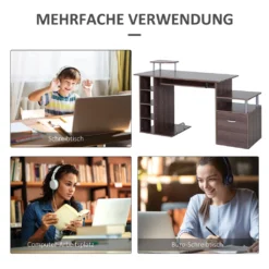 HOMCOM Computertisch Schreibtisch Bürotisch PC Tisch Arbeitstisch Kombitisch Braun -VIDAXL || HOMCOM Verkäufe 891e26e5b3d786e4099781c9b4b43f1e