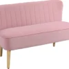 HOMCOM 2-Sitzer Stoffsofa Polstersofa Sitzmöbel Loungesofa Holz Schaumstoff Samtartiges Polyester Rosa 117 X 56,5 X 77 Cm