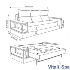 VitaliSpa Schlafsofa Garret Braun 253 X 110 X 87 Cm Polyester -VIDAXL || HOMCOM Verkäufe 8b166d238adb7ff28f181ac5a2176ec9