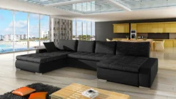 Mirjan24 Ecksofa Caro, U-Form Couch Mit Bettkasten Und Schlaffunktion, Polsterecke, Couchgarnitur Für Wohnzimmer (Soft 011 + Lawa 06)