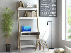 Schreibtisch Mit Regal - Weiß & Eichefarben - ESKALI