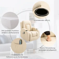 HOMCOM Massagesessel Fernsehsessel Relaxsessel TV Sessel Wärmefunktion Mit Fernbedienung Liegefunktion Und Getränkehaltern (creme) -VIDAXL || HOMCOM Verkäufe 8c61e5e7687077faa21dde9b60188e21