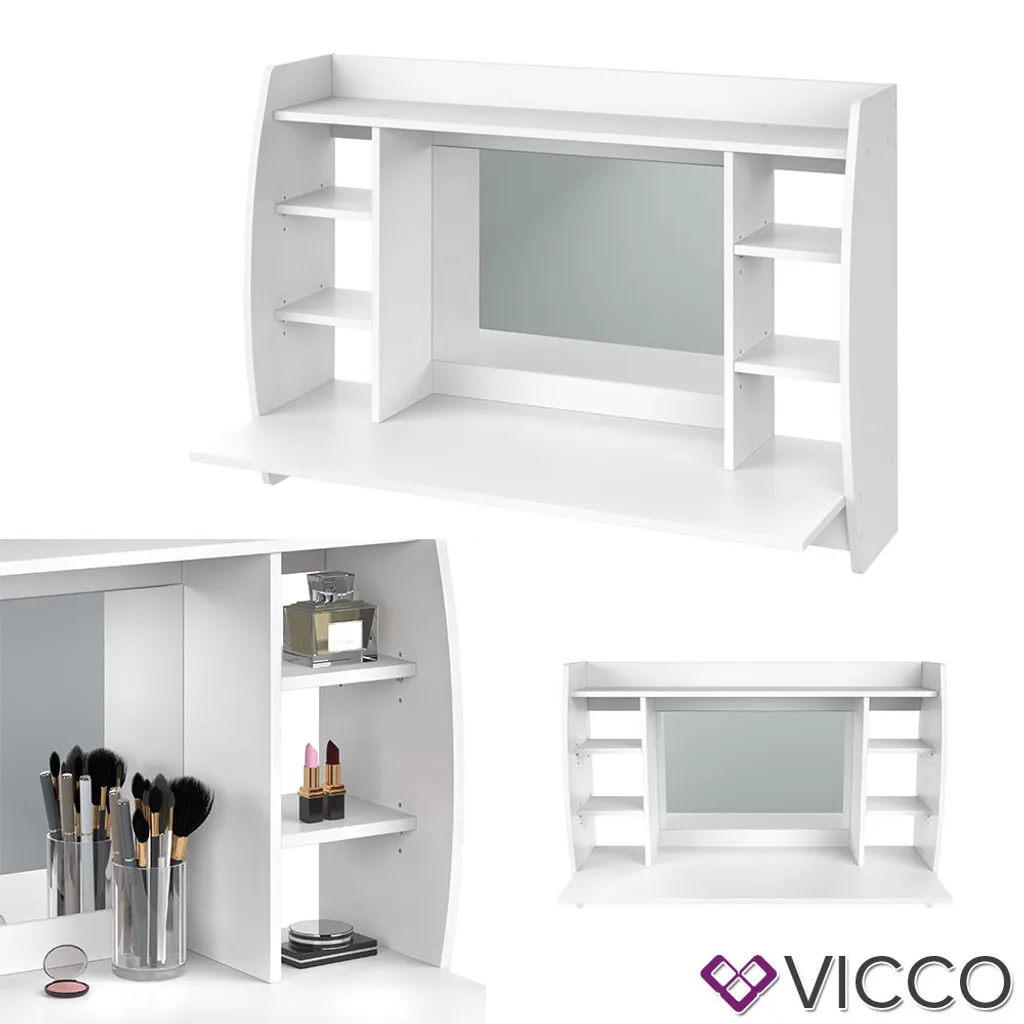 VICCO Wandschminktisch Max Frisiertisch Frisierkommode Schminktisch Weiß 9 VICCO Wandschminktisch Max Frisiertisch Frisierkommode Schminktisch Weiß – Bild 9