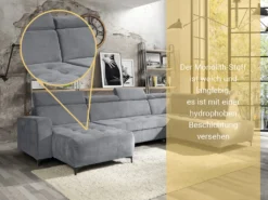 GRAINGOLD U-Form Sofa Martins - Eckcouch Mit Verstellbare Kopfstützen Und Schlaffunktion, Ottomane Links Freistehend - Ecksofa Grau -VIDAXL || HOMCOM Verkäufe 8d0e95a7dda24921a644cbefb17db431