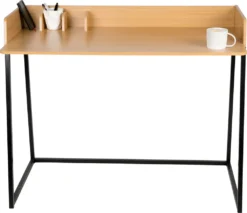 WONDERMAKE® Design Schreibtisch Aus Holz Und Metall, Bürotisch PC-Tisch Computertisch Arbeitstisch Für Home Office , 110x55x87 Cm, Eiche Hell Braun Schwarz