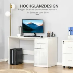 HOMCOM Schreibtisch Computertisch Mit 2 Schubladen Schrank Arbeitstisch Bürotisch Große Tischplatte Weiß 120 X 60 X 76 Cm -VIDAXL || HOMCOM Verkäufe 8e35762ac14037dd217c0e71a87ae1d5