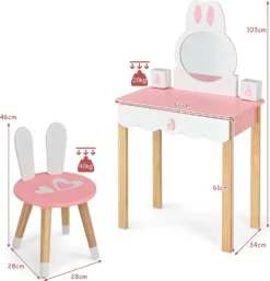 COSTWAY Kinder Schminktisch Mit Hocker, Prinzessin Schminkkommode Frisiertisch Mit Spiegel Schubladen & Aufbewahrungsbox, Make-up Schminktisch Frisierkommode Für Kinder Mädchen -VIDAXL || HOMCOM Verkäufe 8ed6385627bba0a89665ebd18dd536e0