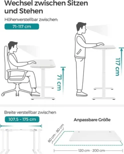 SONGMICS Höhenverstellbarer Schreibtisch Elektrisch, 70 X 140 Cm Tischoberfläche, Doppelmotor, Stufenlos Verstellbar, Memory-Funktion Mit 4 Höhen, Auffahrschutz, Weiß LSD202W01 11 SONGMICS Höhenverstellbarer Schreibtisch Elektrisch, 70 X 140 Cm Tischoberfläche, Doppelmotor, Stufenlos Verstellbar, Memory-Funktion Mit 4 Höhen, Auffahrschutz, Weiß LSD202W01 -VIDAXL || HOMCOM Verkäufe 8ee96ca934504118c539b52214264f55