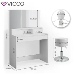 Vicco Schminktisch + Hocker + LED Ruben Weiß 100 X 150 X 42 Cm Holzwerkstoff -VIDAXL || HOMCOM Verkäufe 8f1ec9430178e0e486c80f78495b3f8d