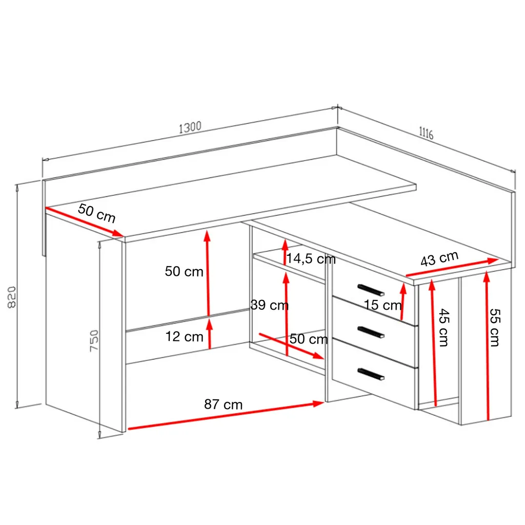 Domando Schreibtisch Maiori Modern Für Büro Breite 130cm, Zwei Arbeitsflächen In Kontrastfarben In Artisan Eiche Und Weiß Matt 4 Domando Schreibtisch Maiori Modern Für Büro Breite 130cm, Zwei Arbeitsflächen In Kontrastfarben In Artisan Eiche Und Weiß Matt – Bild 4