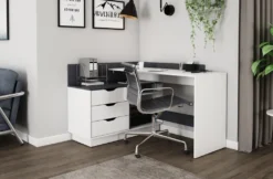 ByLIVING Eckschreibtisch Belfast, Wahlweise Rechts Oder Links Montierbar, 129 X 105 Cm, H 83,5 Cm, In Weiß -VIDAXL || HOMCOM Verkäufe 91f814555ef892124ce4009d6b3aefaa