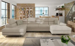 Mirjan24 Ecksofa Cotere Bis, Eckcouch Mit Bettkasten, U-Form Schlafsofa Vom Hersteller, Wohnlandschaft (Uttario Velvet 2979 + Senegal 825, Seite: Links)