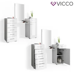 Vicco Schminktisch Zoe Frisiertisch Frisierkommode Spiegel Weiß Hochglanz -VIDAXL || HOMCOM Verkäufe 92951c0e4a217cc3f54594de0c6f6f66