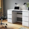 Schreibtisch PUDA, Computertisch, Gametisch, PC Tisch Schreibtisch , 130x76x51, Weiß/Weiß Glanz