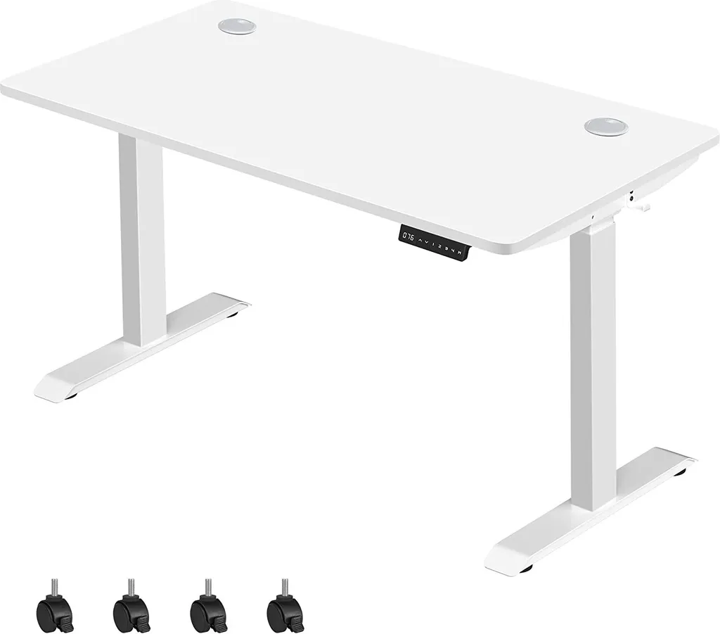 SONGMICS Höhenverstellbarer Schreibtisch Elektrisch, 70 X 140 Cm Tischoberfläche, Doppelmotor, Stufenlos Verstellbar, Memory-Funktion Mit 4 Höhen, Auffahrschutz, Weiß LSD202W01 1 SONGMICS Höhenverstellbarer Schreibtisch Elektrisch, 70 X 140 Cm Tischoberfläche, Doppelmotor, Stufenlos Verstellbar, Memory-Funktion Mit 4 Höhen, Auffahrschutz, Weiß LSD202W01