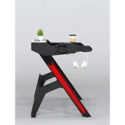 SixBros. Gaming Computertisch Gamer Tisch Racing Carbon Optik Schwarz GT-007/8190