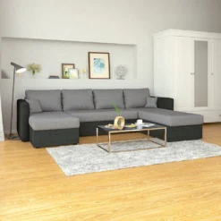XXL Ecksofa Mit Schlaffunktion 290 X 185 Cm Grau - Wohnlandschaft Schlafsofa Sofa Schlafcouch Taschenfederkern Eckcouch -VIDAXL || HOMCOM Verkäufe 96452b0578114fd455597396124612af