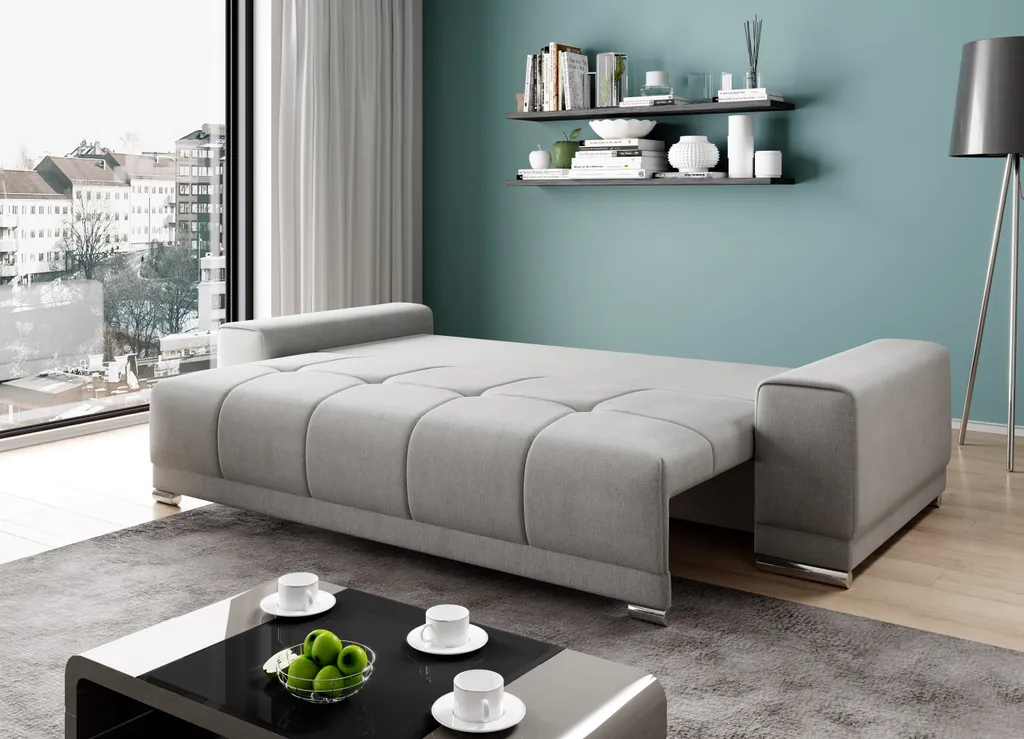 FURNIX Sofa MUSCHIO 3-Sitzer Schlafsofa Mit Schlaffunktion Bettkasten Und Kissen BEIGE Couch AL03 2 FURNIX Sofa MUSCHIO 3-Sitzer Schlafsofa Mit Schlaffunktion Bettkasten Und Kissen BEIGE Couch AL03 – Bild 2