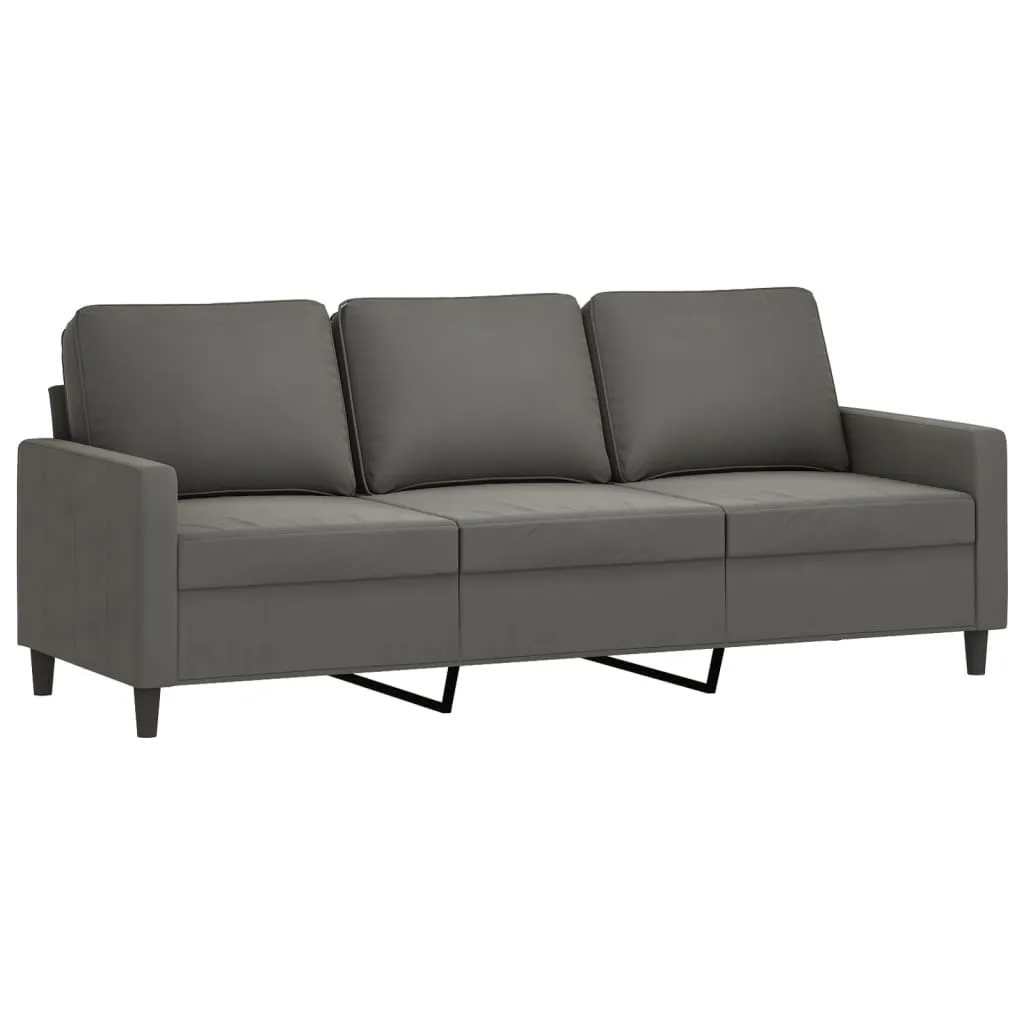 VidaXL 3-Sitzer-Sofa Mit Hocker Dunkelgrau 180 Cm Samt 4 VidaXL 3-Sitzer-Sofa Mit Hocker Dunkelgrau 180 Cm Samt – Bild 4