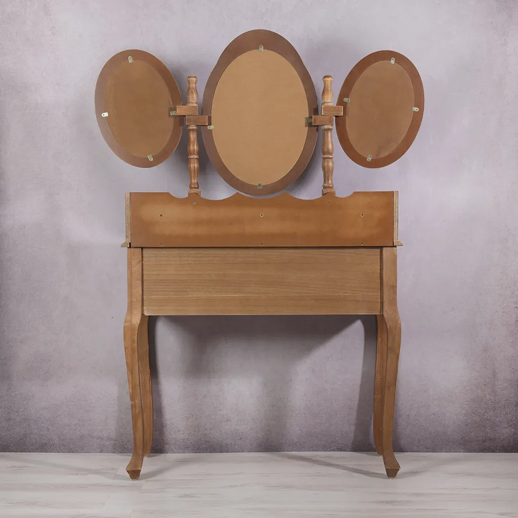 Melko Schminktisch Mit DREI Spiegeln Und Einem Hocker Im Shabby Chic BZW. Vintage-Look Mit Viel Stauraum, 105 X 40 X 144,5 Cm, Braun 9 Melko Schminktisch Mit DREI Spiegeln Und Einem Hocker Im Shabby Chic BZW. Vintage-Look Mit Viel Stauraum, 105 X 40 X 144,5 Cm, Braun – Bild 9