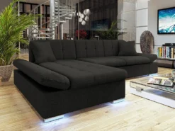 Mirjan24 Ecksofa Malwi LED, L-Form Polsterecke Mit Bettkasten, Schlafsofa Mit Beleuchtung (Farbe: Ikar 09, Seite: Links)