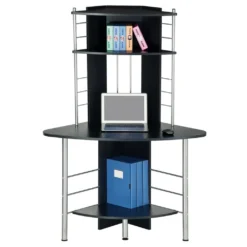 SixBros. Eckschreibtisch In Schwarz, Platzsparender Computerschreibtisch Für Ihr Büro, Winkelschreibtisch, 113 X 65 Cm B-1010/60