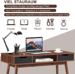 COSTWAY Computertisch Mit 2 Schubladen & Offenem Ablagefach, Moderner Schreibtisch 110 Cm, Bürotisch Aus Massivholz, PC-Arbeitsplatz Konsolentisch, Für Arbeitszimmer & Büro & Wohnzimmer, Braun -VIDAXL || HOMCOM Verkäufe 9e2f0db130f9cdc9786e9314d1c1a857