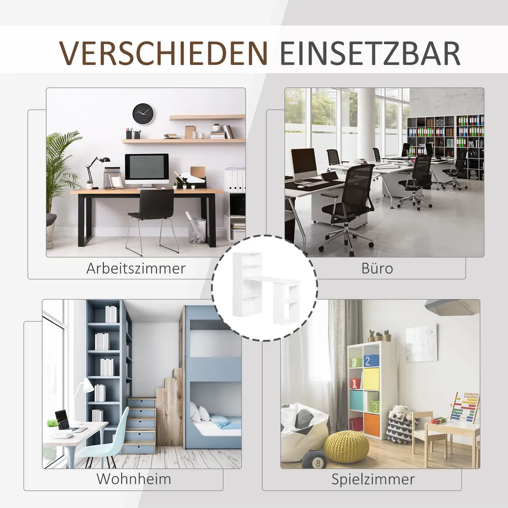 HOMCOM Schreibtisch Küchentisch Mit Regal Computertisch Arbeitstisch Laptoptisch Büroregal Weiß 120 X 55 X 120 Cm 6 HOMCOM Schreibtisch Küchentisch Mit Regal Computertisch Arbeitstisch Laptoptisch Büroregal Weiß 120 X 55 X 120 Cm – Bild 6
