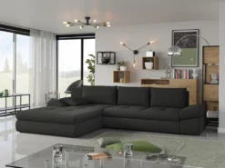 Mirjan24 Ecksofa Bono, Schlaffunktion, Bettkasten, Polsterecke, Eckcouch, Polstersofa, Seite Universal (Farbe: Inari 95)