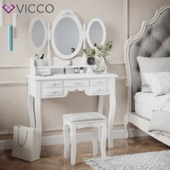 Vicco Schminktisch Diana + Hocker Weiß 85 X 147 X 40 Cm Holzwerkstoff -VIDAXL || HOMCOM Verkäufe 9f9b726c85212ae677b3142d72be5317