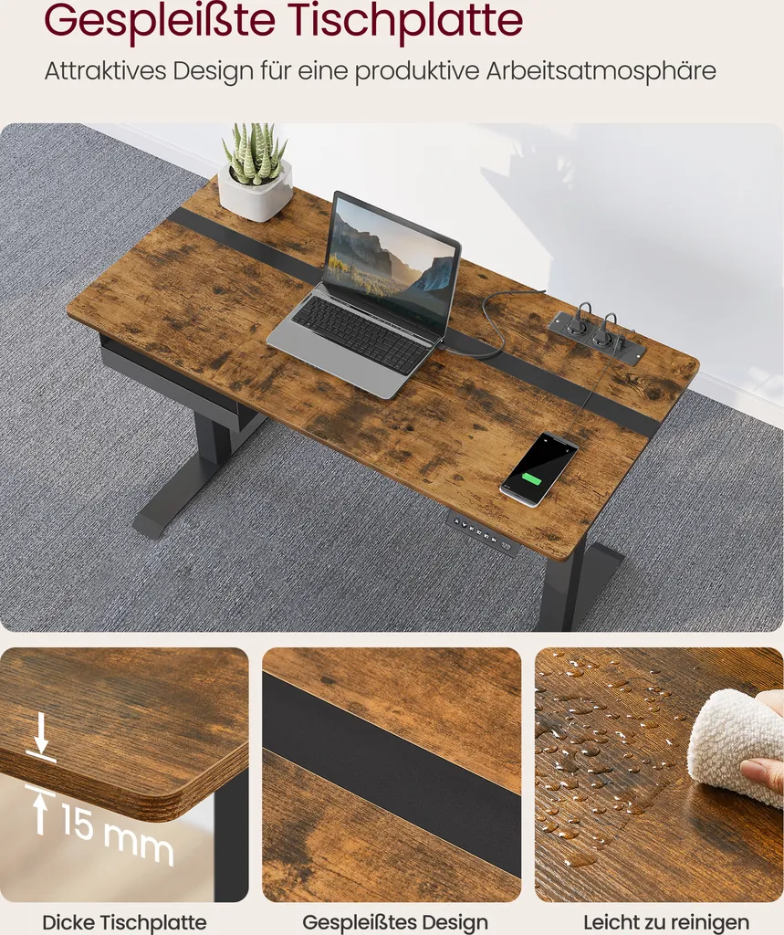 VASAGLE Höhenverstellbarer Schreibtisch Elektrisch, 60 X 120 Cm Tischoberfläche, Elektrischer Schreibtisch,Mit 2 Ladebuchsen Und 2 USB-Anschlüssen,Memory-Funktion Mit 4 Höhen DSL112X01 7 VASAGLE Höhenverstellbarer Schreibtisch Elektrisch, 60 X 120 Cm Tischoberfläche, Elektrischer Schreibtisch,Mit 2 Ladebuchsen Und 2 USB-Anschlüssen,Memory-Funktion Mit 4 Höhen DSL112X01 – Bild 7