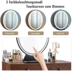COSTWAY Schminktisch Mit Hocker & 3 Farben LED Touchscreen & Schubladen Kosmetiktisch Frisiertisch Walnut -VIDAXL || HOMCOM Verkäufe a0d6d27ef88f8d7c876956bcead6c331