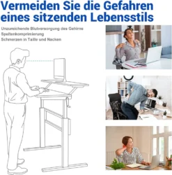 COSTWAY Schreibtisch Höhenverstellbar, Sitz-Steh-Schreibtisch Mit Handkurbel, Monitor & Regal, Computertisch Ergonomisch, 120x60x88-126cm Weiß -VIDAXL || HOMCOM Verkäufe a19d0e87b76c6d7c429b62bc37e02f05