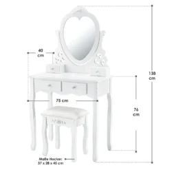 Juskys Schminktisch Julia Mit Spiegel, Hocker & 4 Schubladen, 74 X 40 X 138 Cm, Weiß, Landhausstil, MDF Holz, Kosmetiktisch Frisiertisch Kommode -VIDAXL || HOMCOM Verkäufe a1ac0da4a0a80720cc7b2d0c75cbb0f5