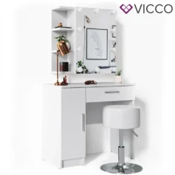 Vicco Schminktisch Fynnia Frisiertisch Kommode Frisierkommode Spiegel Weiß Inklusive Hocker Und LED-Lichterkette 17 Vicco Schminktisch Fynnia Frisiertisch Kommode Frisierkommode Spiegel Weiß Inklusive Hocker Und LED-Lichterkette -VIDAXL || HOMCOM Verkäufe a470c3b53c65f2041f8cc717f50f44fd