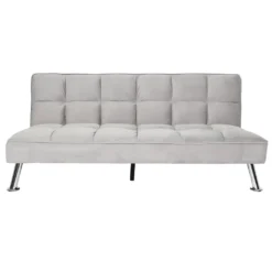 Sofa HWC-K21, Klappsofa Couch Schlafsofa, Nosagfederung Schlaffunktion Liegefläche 187x107cm Samt, Grau